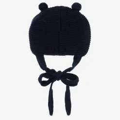 Foque Hats*Navy Blue Wool Knit Pom-Pom Hat