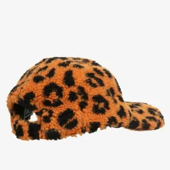 KENZO KIDS Hats|Hats*Orange Leopard Print Teddy Fleece Cap