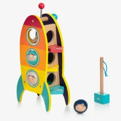 Vilac Gifts*Orange Wooden Rocket Hammer Toy (34cm)