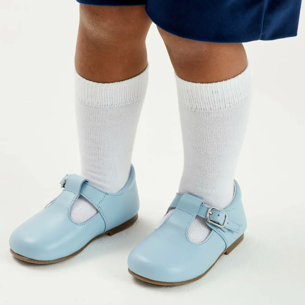 Beatrice amp; George Traditional Shoes|Bar Shoes*Pale Blue Leather T-Bar Shoes