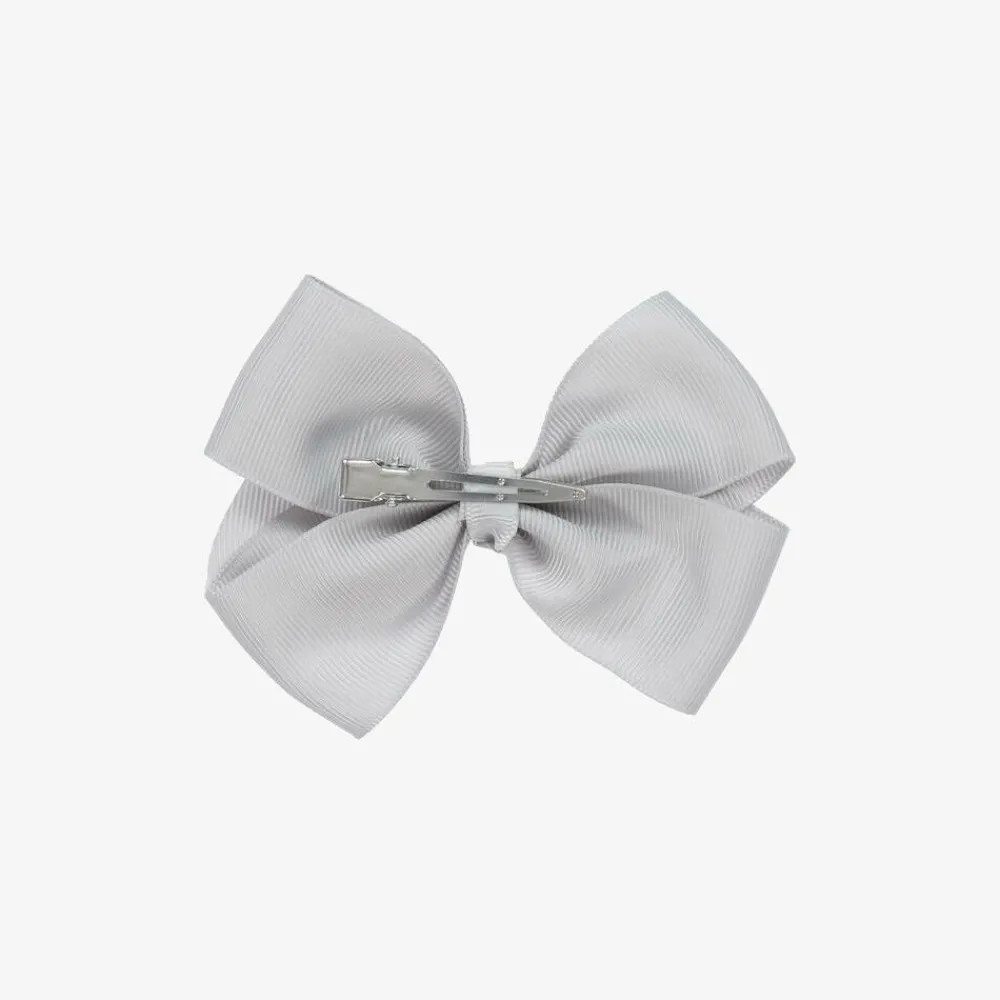 Bowtique London Hair Accessories*Pale Grey Bow Hair Clip (10cm) Lightsilver