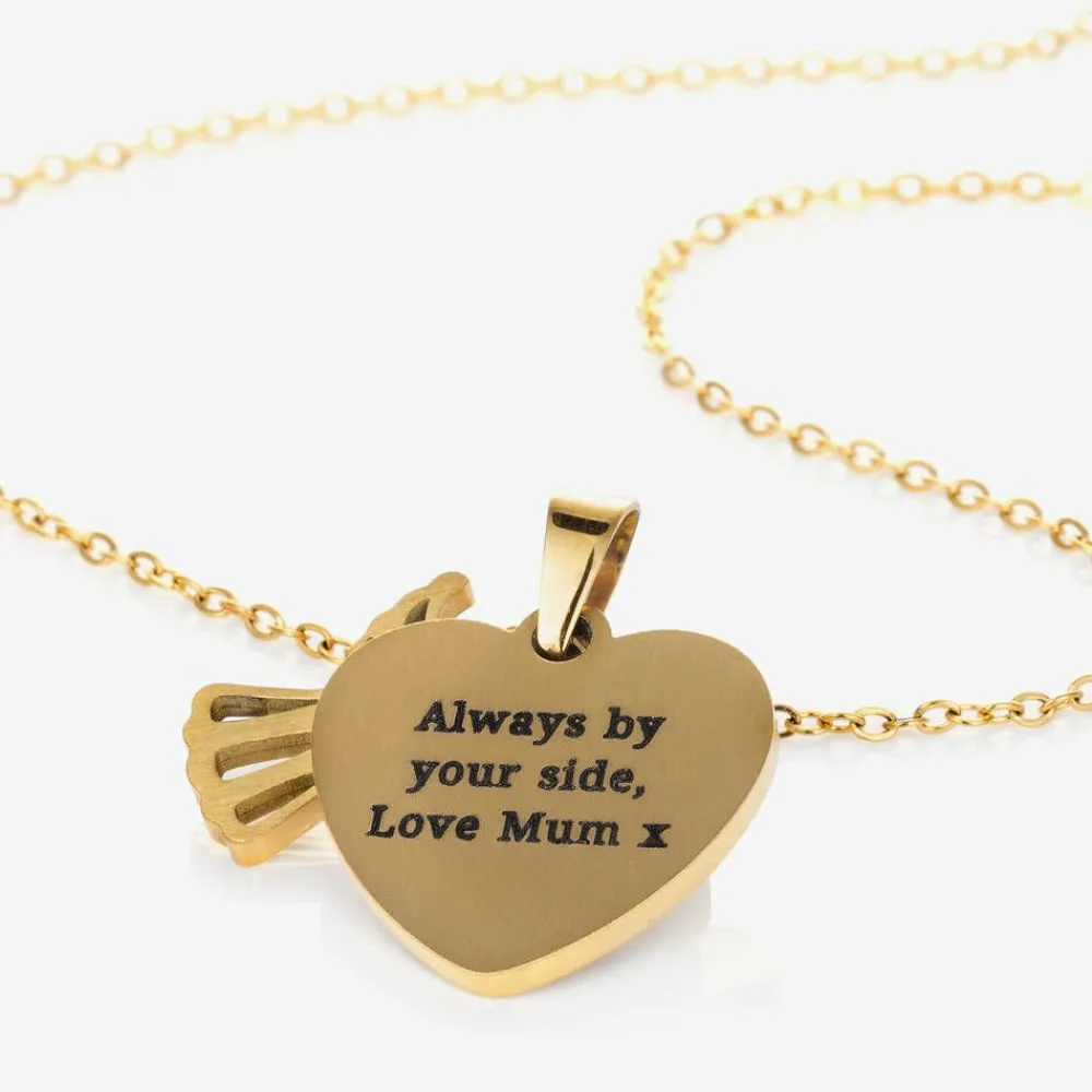 Treat Republic Jewellery|Gifts*Personalised Gold Plated Guardian Angel Necklace (45cm)
