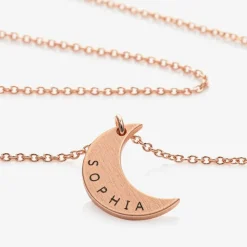 Treat Republic Jewellery|Gifts*Personalised Rose Gold Plated Moon Necklace (46cm)