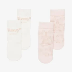 KENZO KIDS Socks*Pink & White Cotton Baby Socks (2 Pack)