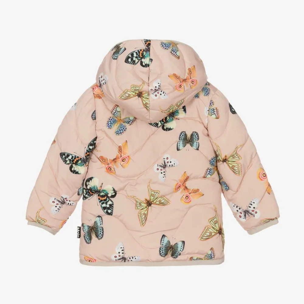 Molo Snowwear*Pink Butterfly Puffer Jacket
