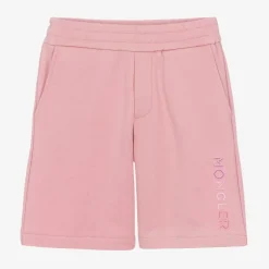Moncler Enfant Shorts*Pink Cotton Logo Shorts