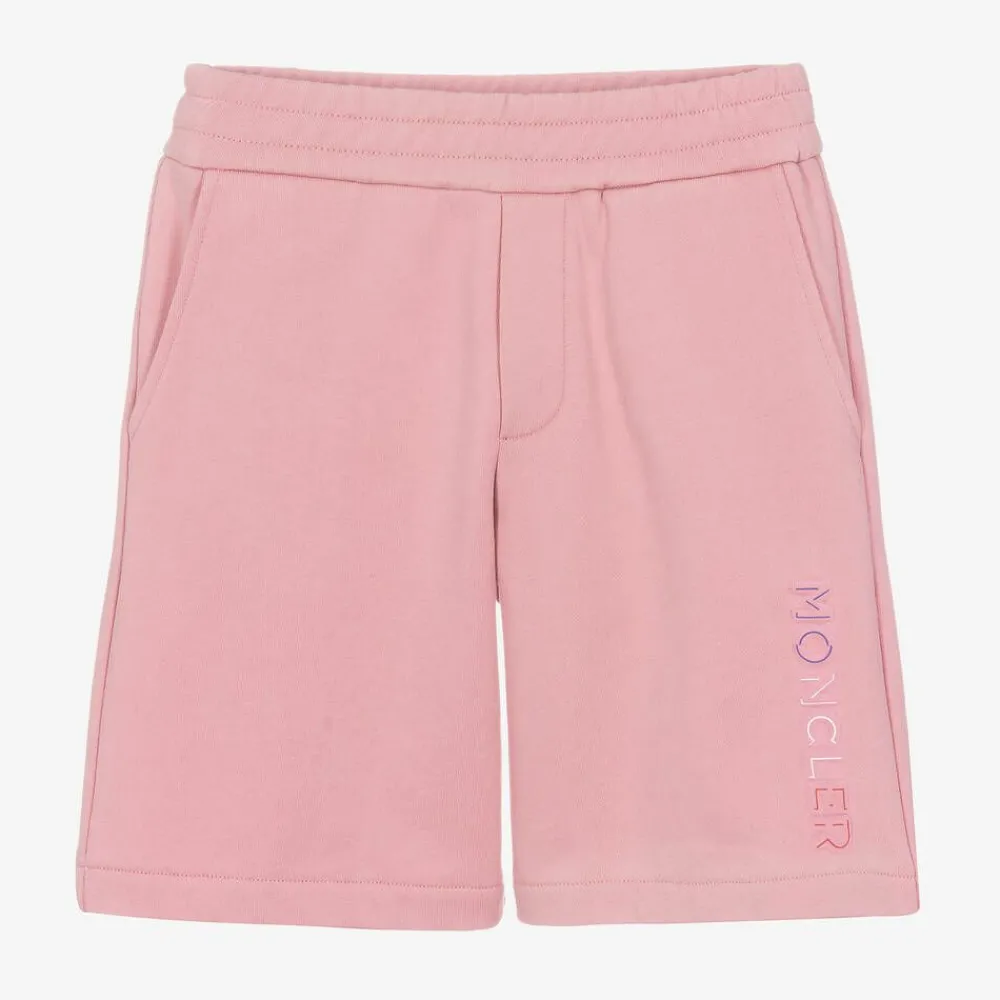 Moncler Enfant Shorts*Pink Cotton Logo Shorts