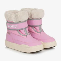 Moon Boot Snow Boots|Snow Boots*Pink Faux Fur Trim Velcro Boots