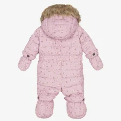 Deux par Deux Snowwear|Coats & Jackets*Pink Floral Print Hooded Baby Snowsuit