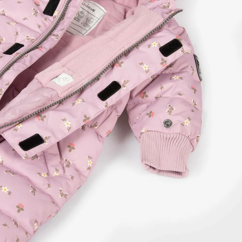Deux par Deux Snowwear|Coats & Jackets*Pink Floral Print Hooded Baby Snowsuit