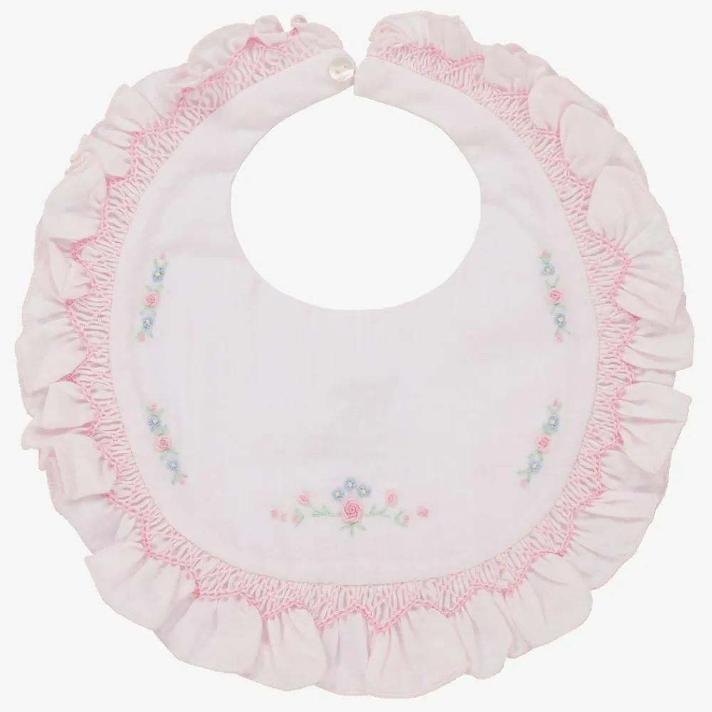 Sarah Louise Feeding Accessories*Pink Hand-Smocked Baby Bib