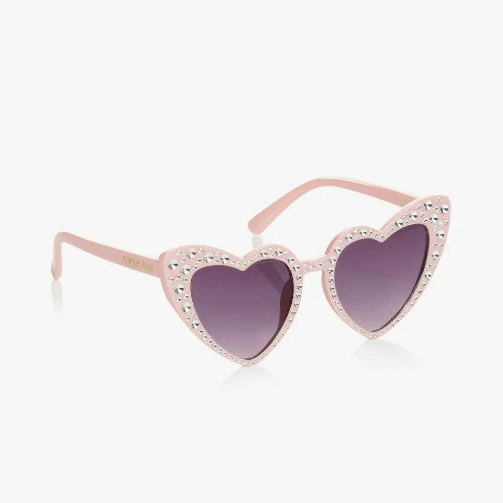 Angels Face Clothing Accessories*Pink Heart Diamanté Sunglasses (UV400) Peach