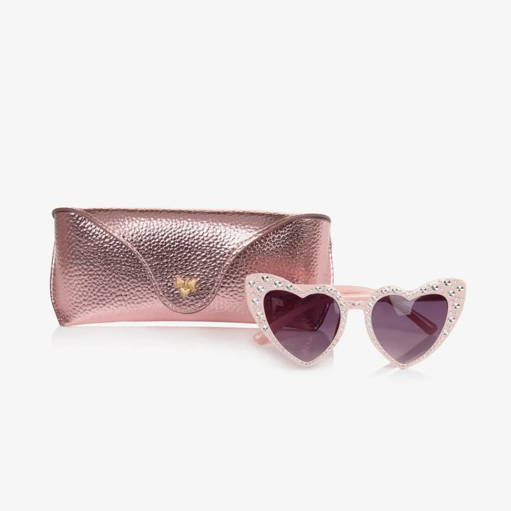 Angels Face Clothing Accessories*Pink Heart Diamanté Sunglasses (UV400) Peach