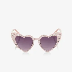 Angels Face Clothing Accessories*Pink Heart Diamanté Sunglasses (UV400) Peach