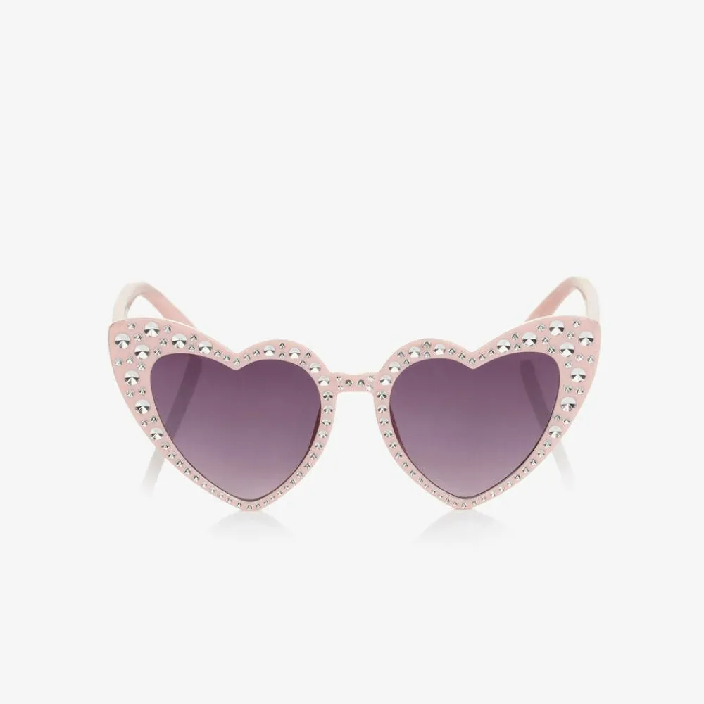 Angels Face Clothing Accessories*Pink Heart Diamanté Sunglasses (UV400) Peach