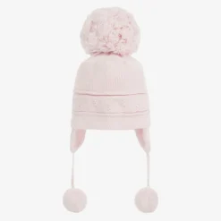 Emile et Rose Hats*Pink Knitted Cotton Pom-Pom Hat