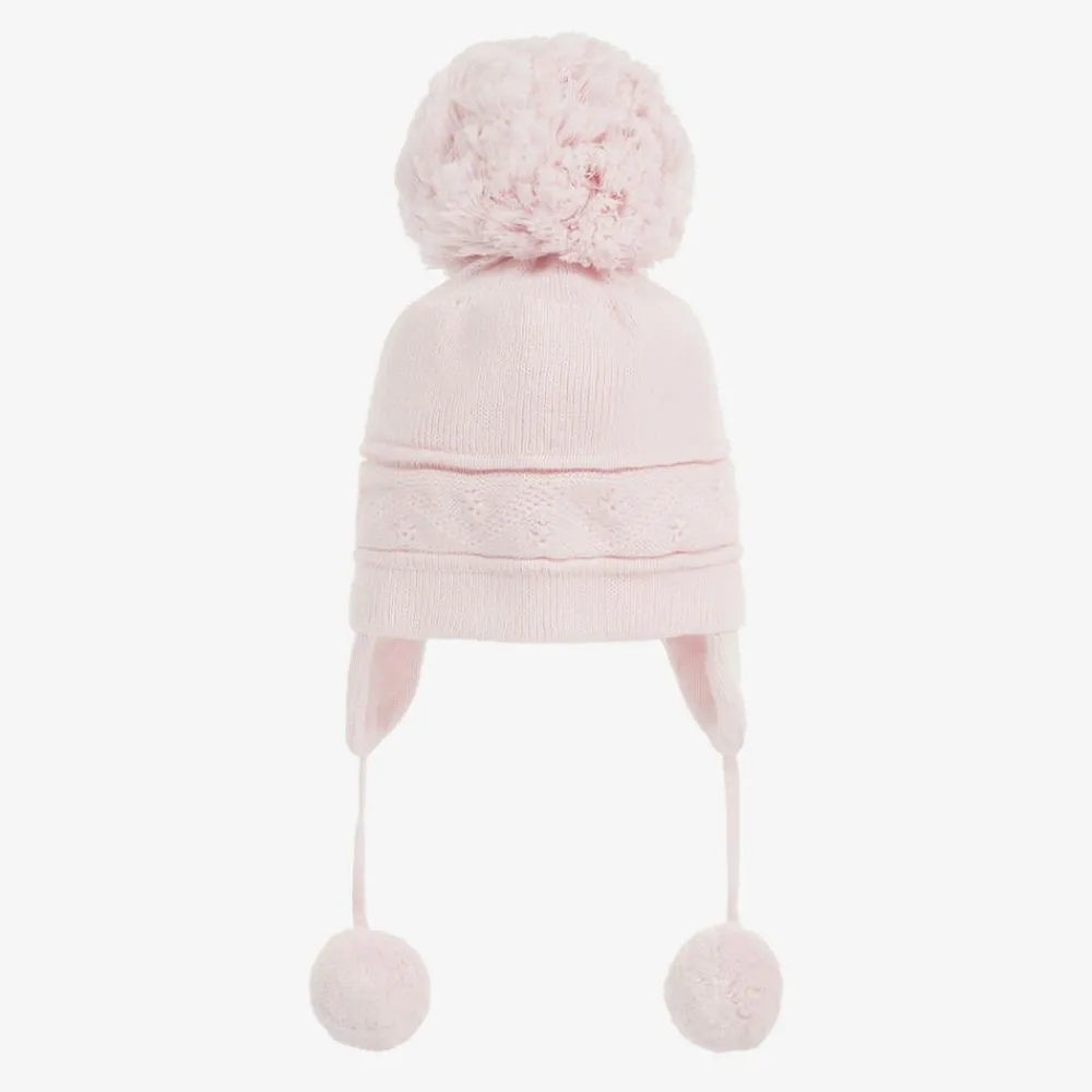 Emile et Rose Hats*Pink Knitted Cotton Pom-Pom Hat