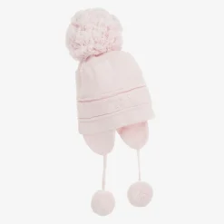 Emile et Rose Hats*Pink Knitted Cotton Pom-Pom Hat