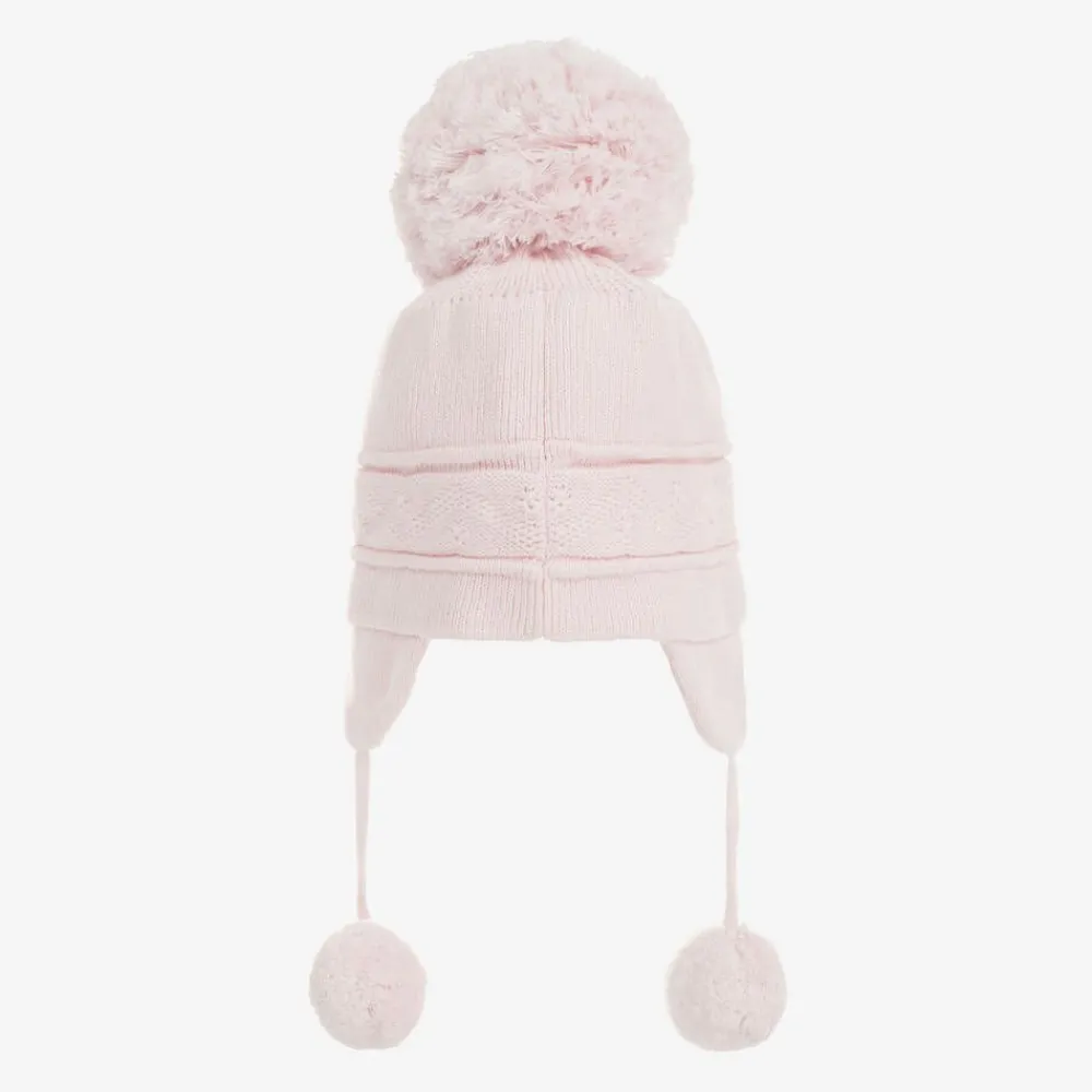 Emile et Rose Hats*Pink Knitted Cotton Pom-Pom Hat