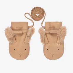 Donsje Gloves & Mittens*Pink Leather & Faux Fur Bunny Mittens