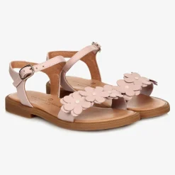 Childrens Classics Sandals*Pink Leather Flower Sandals