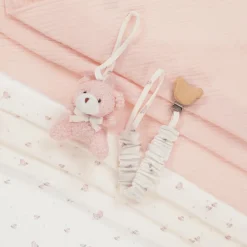 Jamiks Gifts*Pink Organic Cotton Muslin Cloth & Dummy Clip Set