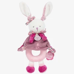Doudou et Compagnie Toys*Pink Plush Bunny Rattle (21cm)