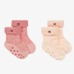 Tommy Hilfiger Socks*Pink Ribbed Cotton Baby Socks (2 Pack)