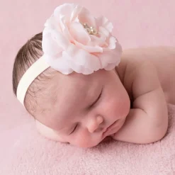 Cute Cute Hair Accessories*Pink Silk Rose with Diamanté & Pearl Headband