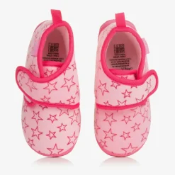 Playshoes Slippers|Slippers*Pink Star Velour Slippers