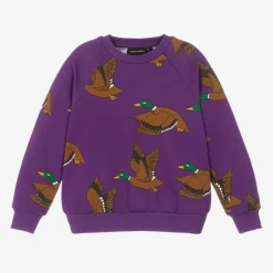Mini Rodini Tops*Purple Organic Cotton Duck Print Sweatshirt