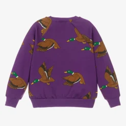 Mini Rodini Tops*Purple Organic Cotton Duck Print Sweatshirt