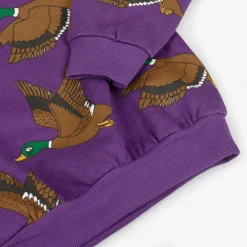 Mini Rodini Tops*Purple Organic Cotton Duck Print Sweatshirt