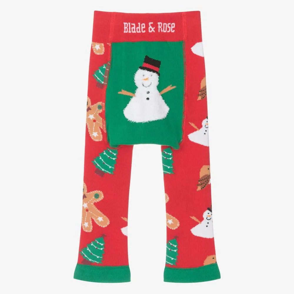 Blade amp; Rose Leggings|Leggings*Red & Green Festive Snowman Cotton Leggings