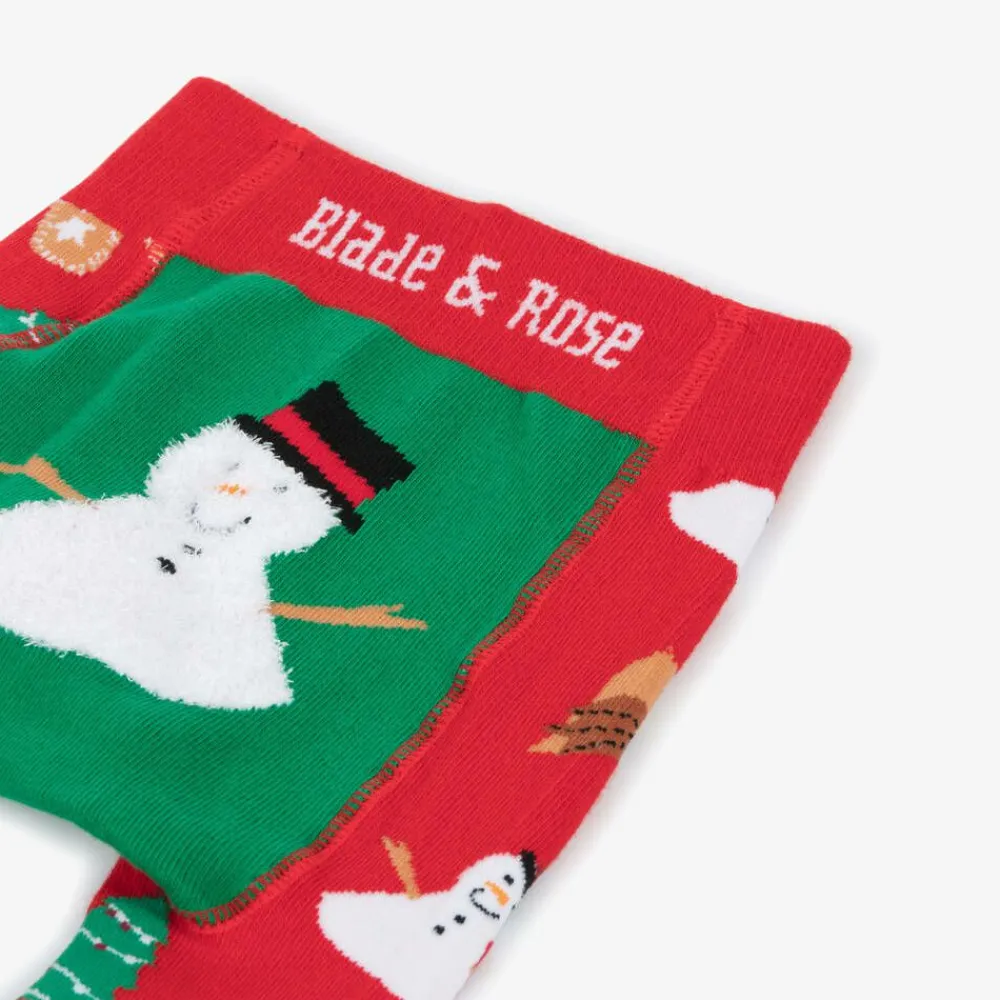 Blade amp; Rose Leggings|Leggings*Red & Green Festive Snowman Cotton Leggings