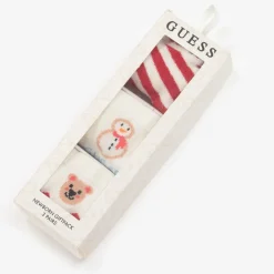 Guess Socks|Socks*Red & Ivory Cotton Baby Socks (3 Pack)