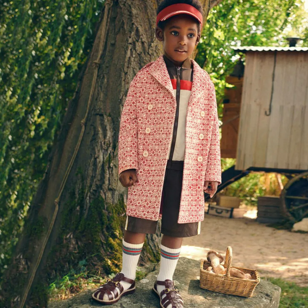 Gucci Coats & Jackets*Red & Ivory Logo Cotton Coat