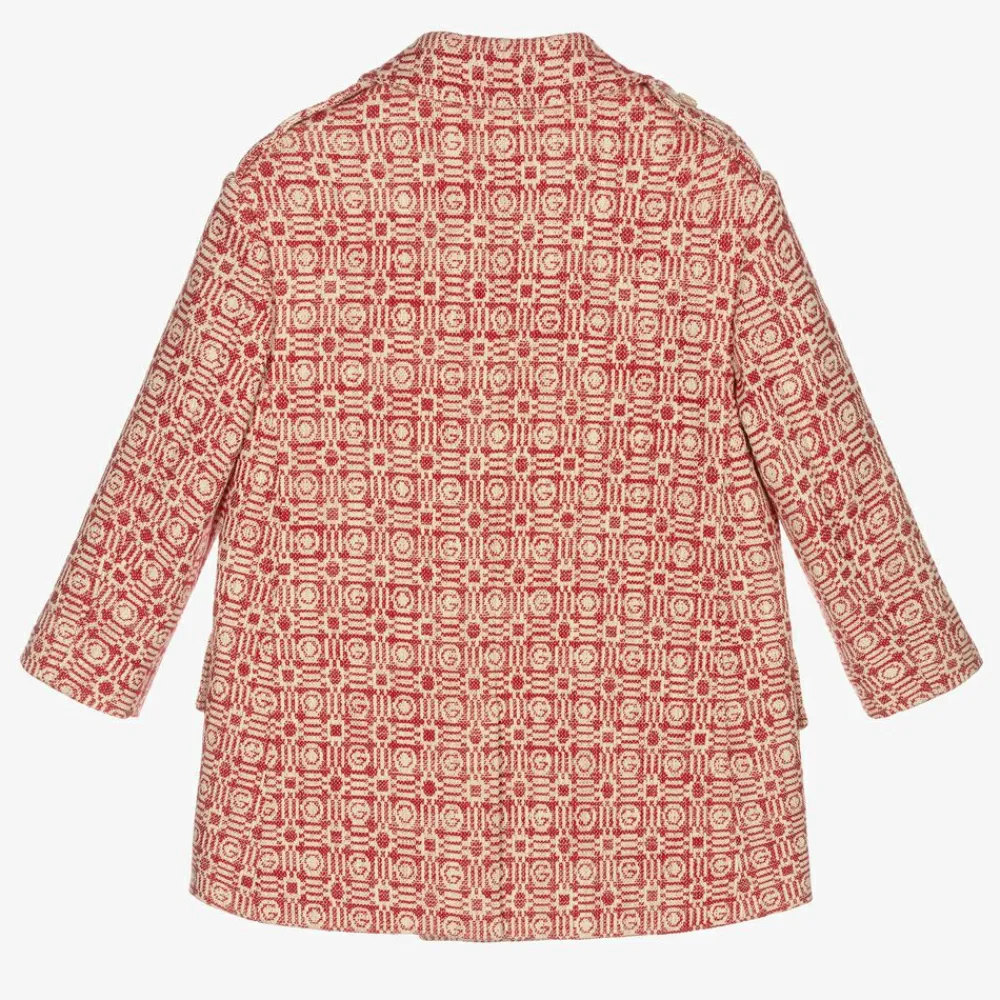 Gucci Coats & Jackets*Red & Ivory Logo Cotton Coat