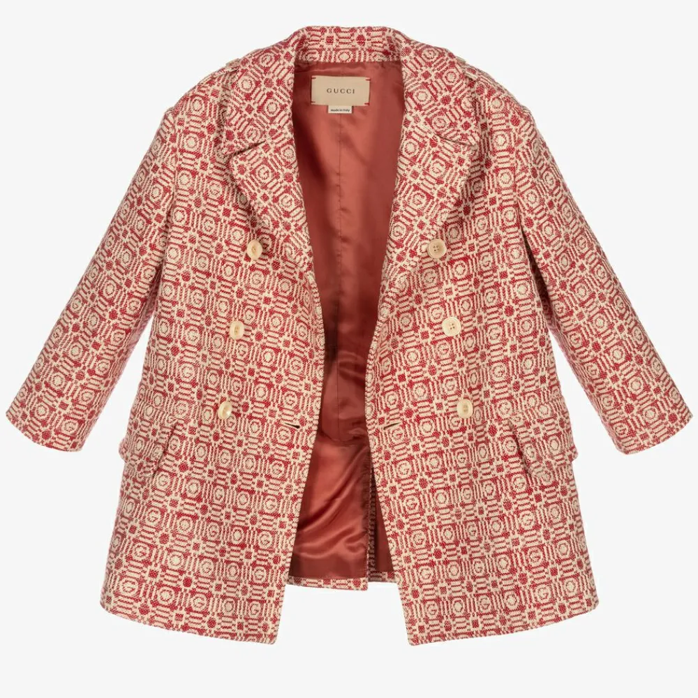Gucci Coats & Jackets*Red & Ivory Logo Cotton Coat