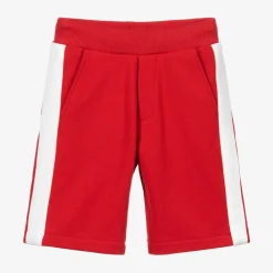 Moncler Enfant Shorts*Red Cotton Logo Shorts