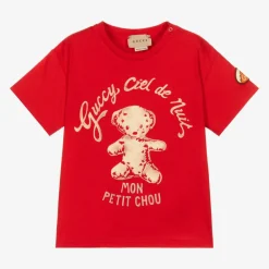 Gucci Tops*Red Cotton Logo T-Shirt