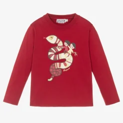 Bonpoint Tops*Red Cotton Snake Print Top
