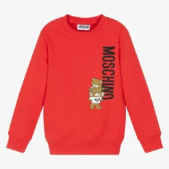 Moschino Kid-Teen Tops*Red Cotton Teddy Bear Sweatshirt