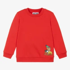 Moschino Baby Tops*Red Cotton Teddy Bear Sweatshirt