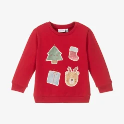 NAME IT Tops|Tops*Red Festive Cotton Baby Sweatshirt