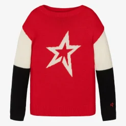 Perfect Moment Tops*Red Merino Wool Star Sweater