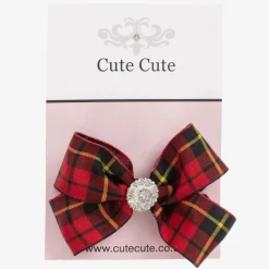 Cute Cute Hair Accessories*Red Tartan Bow Hair Clip (7cm)