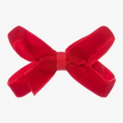 Peach Ribbons Hair Accessories*Red Velvet Bow Clip (7cm)
