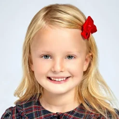 Peach Ribbons Hair Accessories*Red Velvet Bow Clip (7cm)