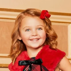 Bowtique London Hair Accessories*Velvet Bow Hair Clip (11cm) Red